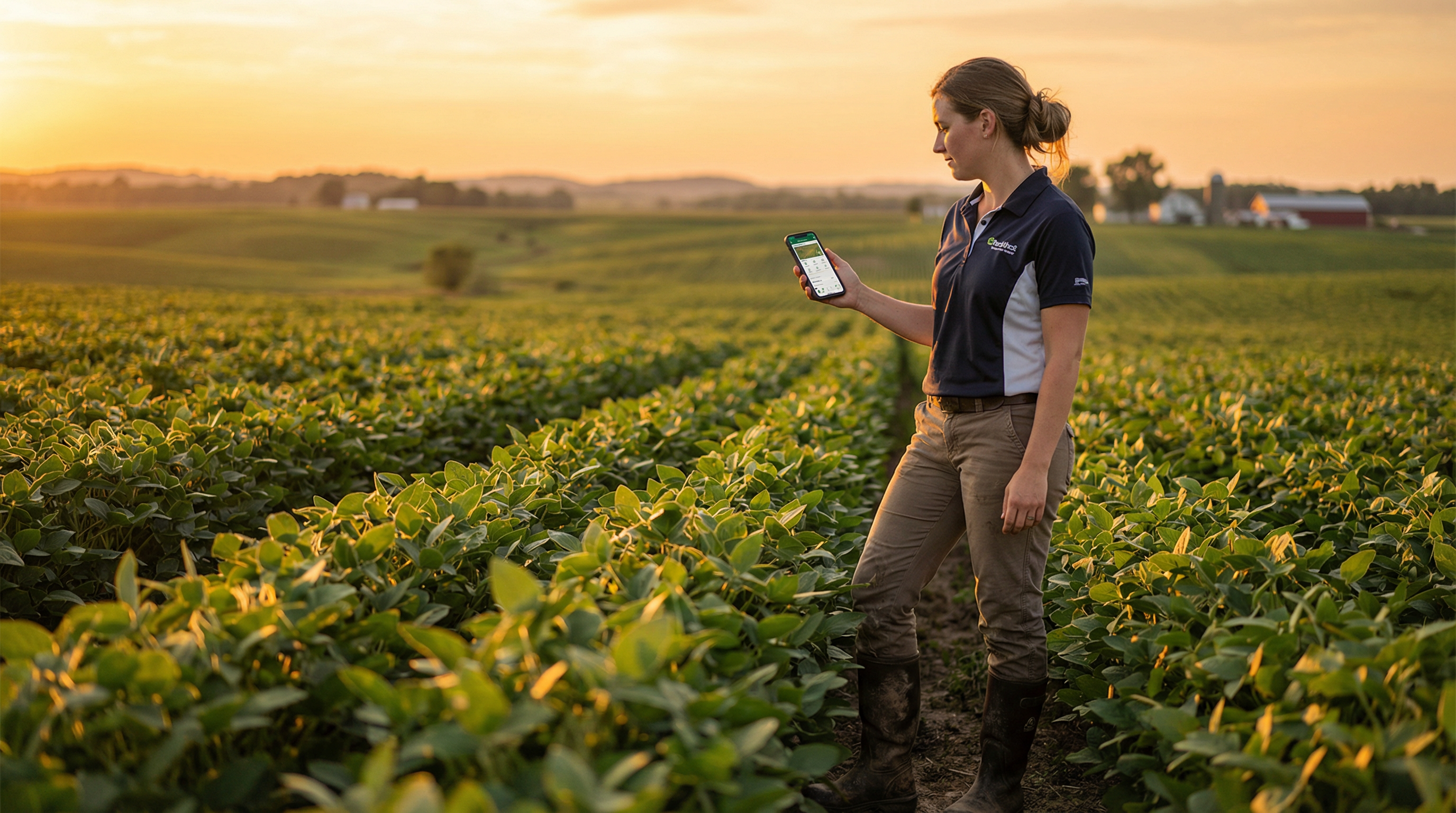 Vendedor no campo usando tecnologia